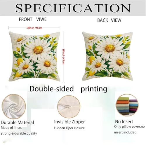 Housse coussin 65x65cm lin double face imperméable avec fermeture éclair invisible