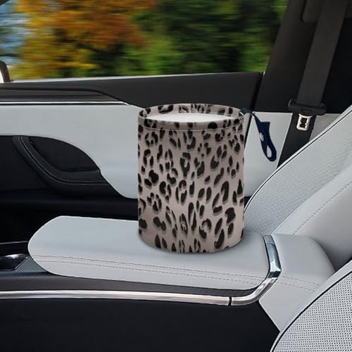Image of Leopard Print Trash Can for Car Car Garbage Can for Back Seat Leak Proof with Adjustable Buttons Car Accessories for Women Interior