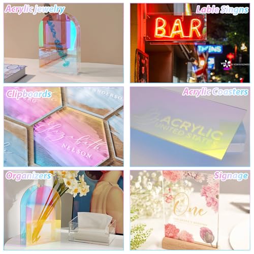 Image of YOUNTHYE 6PCS Acrylic Sheet Rainbow 1 /8 Thick Iridescent Acrylic Sheets 8x12 Colored Translucent Acrylics Sheet Iridescent Radiant Acrylics Panel for DIY Painting, Art Craft