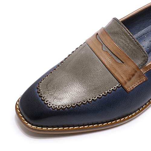 Image of Mona flying Womens Leather Square Toe Penny Loafer Slip on Flat Office Shoe