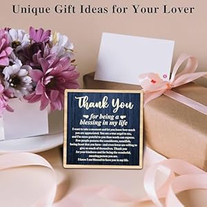 ONDTOM Thank You Gifts for Women Men Friends Mom, Thank You for Being A Blessing in My Life Wooden Plaque with Stand, Thanksgiving Day Gifts for Family Member Desk Decor - E03 ONDTOM Thank You Gifts for Women Men Friends Mom Thank You for Being A Blessing in My Life Wooden Plaque with Stand Thanksgiving Day Gifts for Family Member Desk Decor E03