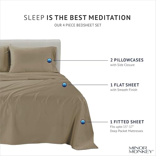 Miniatura 4 de Juego de sábanas de algodón egipcio tamaño Queen, juego de sábanas de lujo de 1000 hilos tamaño Queen de 4 piezas, tejido de satén suave certificado