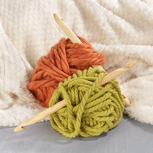 JubileeYarn Jumbo Double Ended Bamboo Tunisian Crochet Hook - US P (15mm), brown - Image 2