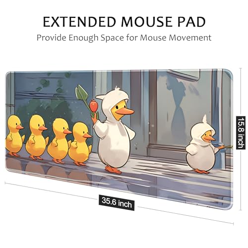 Image of Auhoahsil Ultra Large Gaming Mousepad, XXL Extended Full Size Desktop Matt for Keyboard, Laptop & Computer, 35.5 x 15.7 in, Anime Cute Ducks
