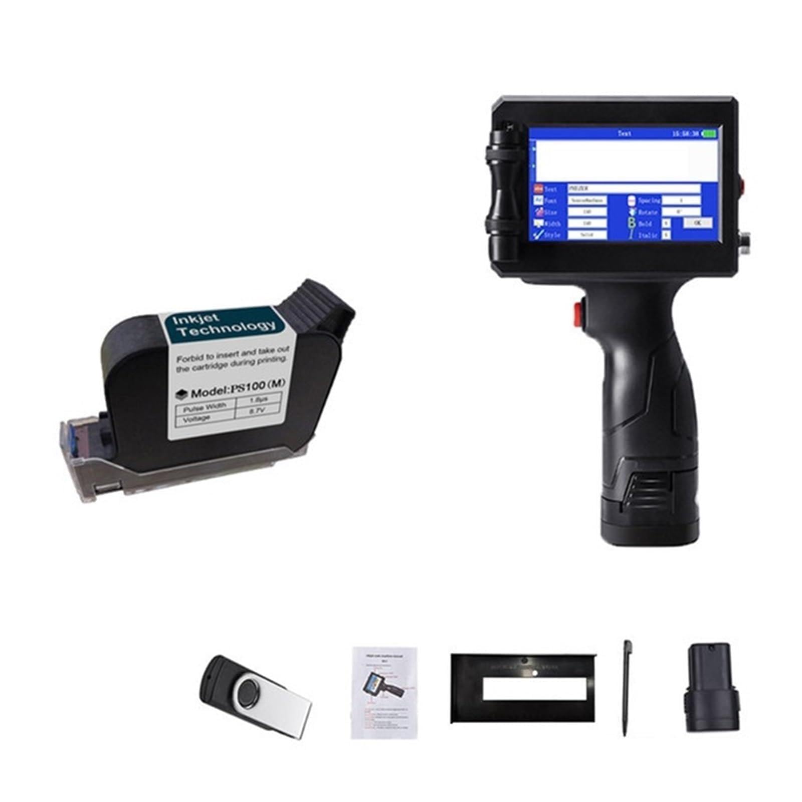 MYUYEE Portable Inkjet Coder, 12.7Mm Label Printer, Qr Strip Batch Code Number Logo Handheld Inkjet Printer, 25 Languages Portable (With 1 Cartridge 1)
