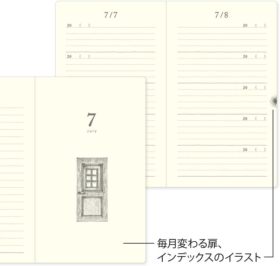 Midori 12396006A Diary, For 5 Year Rows, Door, Black, With Buver