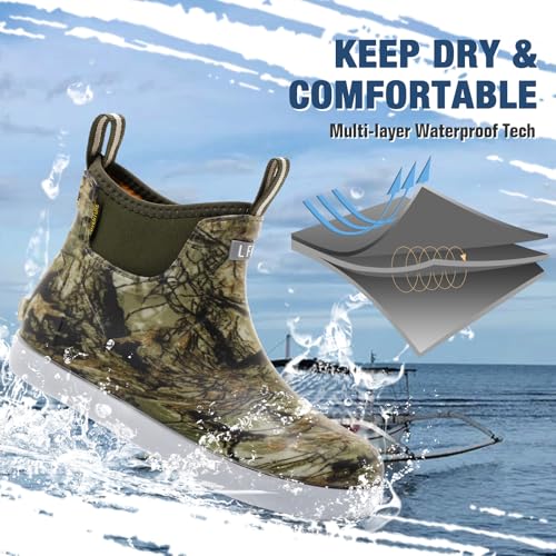 Image of Rain Boots for Men, Waterproof Ankle Mens Deck Boots Anti-Slip Comfort Rubber Boots Chelsea Garden Shoes for Yard Fishing Outdoor Work