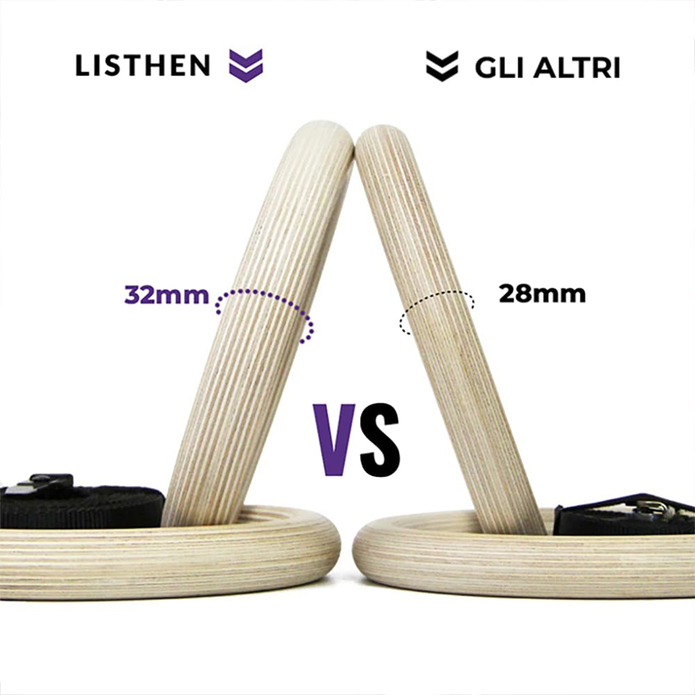 Anelli Ginnastica e Crossfit in Legno, Anelli Calisthenics per Suspension Training, Anelli Palestra e Casa, Trazioni Dips Pull up, Allenamento a Corpo Libero, Crossfit, Fitness, Aerobica