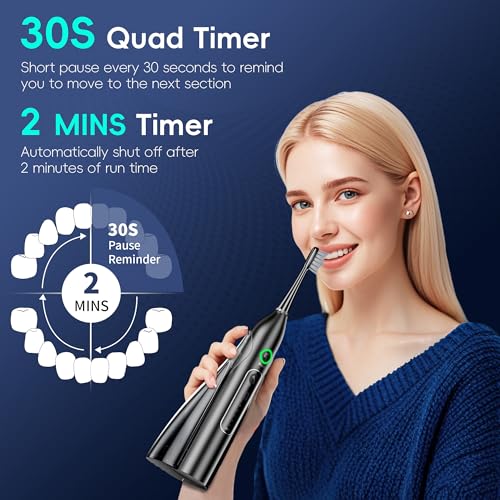 OILSAO Electric Toothbrush with Water Flosser 3 in 1, Sonic Flossing Toothbrush with 3 Modes & 5 Speeds, 4 Brush Heads, Portable for Travel, for Adults Teeth Cleaning and Plaque Removal,Black — view 6