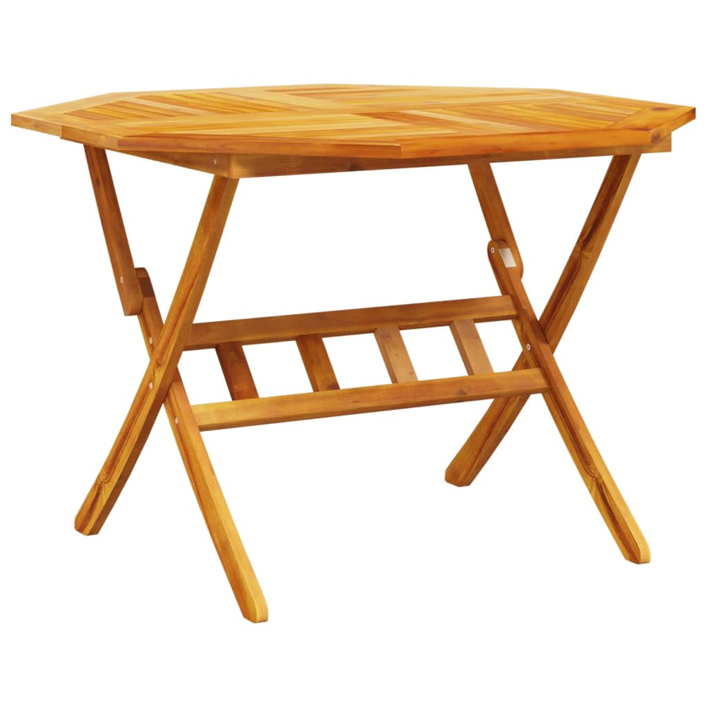 Juego de mesa y sillas plegables de madera maciza de acacia para terraza, balcón, muebles plegables robustos con estilo rústico y fácil almacenamiento