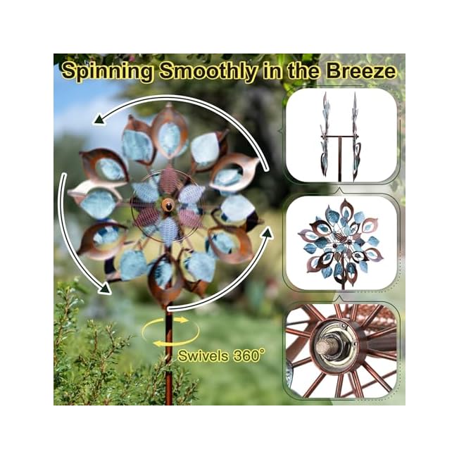 Lariander Wind Spinners Outdoor for Yard and Garden, Metal Large Wind Spinner, Sculptures 84 Inch, Garden Spinner Windmills Decor