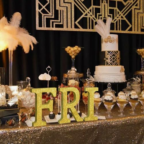 Image of TONIFUL 8 Inch Gold Glitter Letter F Table Centerpiece A-Z Gold Birthday Party Decorations,Gold Alphabet F for Birthday,Chrismas,Graduation,Bridal Shower,Wedding,Anniversary Party Supplies