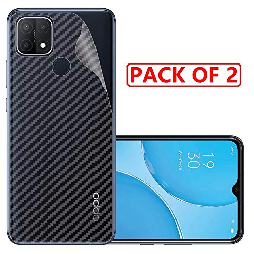 Image of Compatible with (Pack of 2) Oppo A15S Back Screen Protective Film Carbon Fiber Skin Transparent Screen Guard Sticker