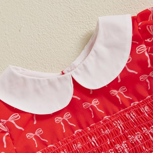 Newborn Baby Girl Romper Bow Embroidery Short Sleeve Pleated Smock Bubble Romper Jumpsuit Bodysuit Summer Clothes4