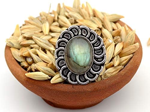 Labradorite Ring, Silver Plated Ring, Handmade Ring, Women Jewelry, Adjustable (Size- 8 USA) BRS-11818 image 4