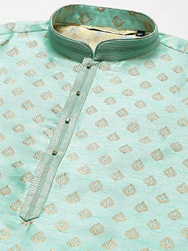 Image of Rajubhai Hargovindas Men's Silk Kurta With Ethnic Motifs Work Woven Design