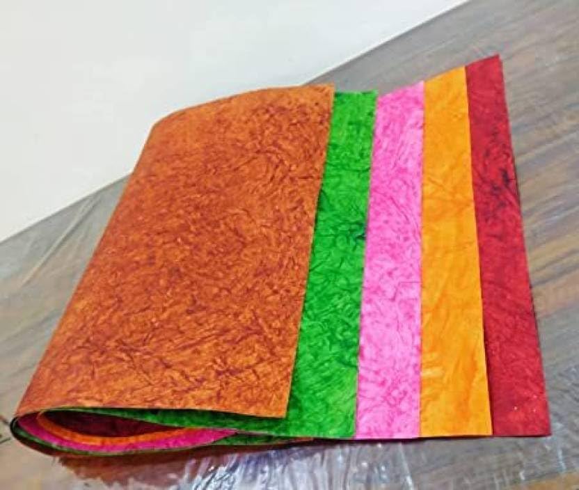 SEJASCOLLECTIONS Handmade | Pack of 5 | Multicolor, Bright, A1, BIG / Full size, Handmade Craft Paper Sheets, Self Made, Textured, 250 GSM, Craft Papers 78 x 56.5 cm, Multipurpose Paper. (Multicolor, A1 Size ( Big/Full Size ), Set of 5 Sheets)
