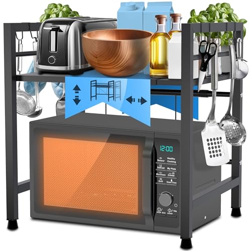 Larghezza variabile - Il ripiano per microonde Marana può essere regolato in larghezza in modo flessibile per adattarsi perfettamente alla vostra cucina. Ideale per il piano di lavoro e versatile nell'uso.
