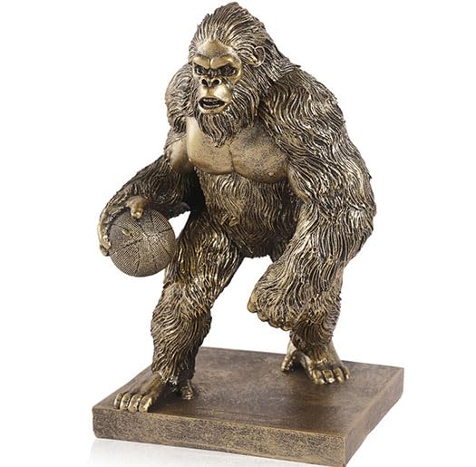 Image of Bigfoot Statue Sasquatch Playing Basketball Whimsical Home Decor | Desk Decor for Yard Patio Office Cabin Bigfoot Sasquatch Gifts for Men Cryptid Basketball Lovers