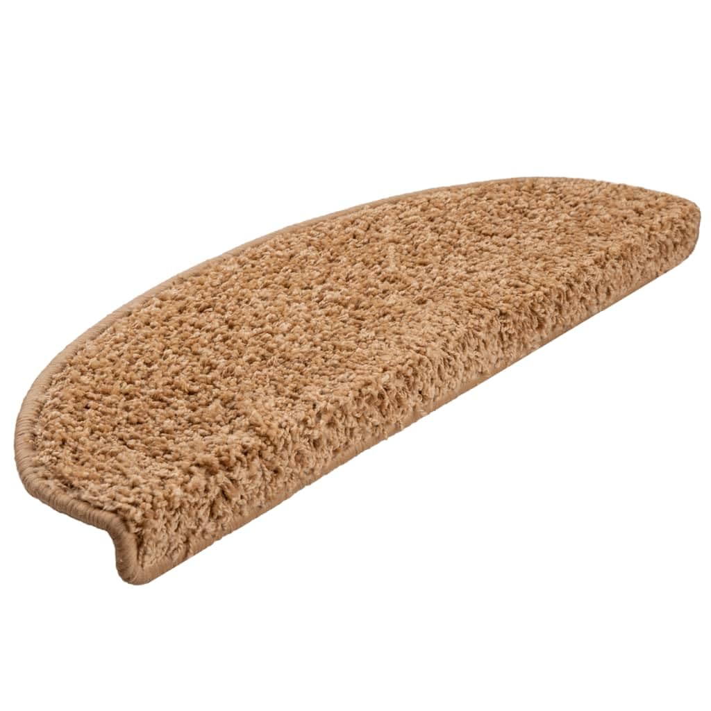 vidaXL Stufenmatten 15 STK. 65x21x4 cm Beige Halbrund Groß | Rutschfestes Design hält jeden sicher vor versehentlichen Rutschen, hat eine geräuschdämpfende Textur für leisere Treppen,