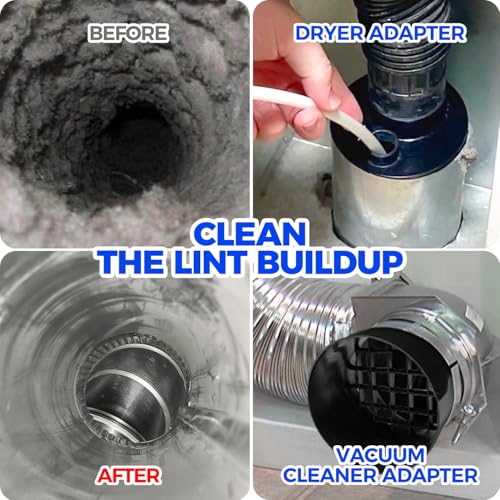 image for Holikme 50 Pieces 35 Feet Dryer Vent Cleaner Kit, Dryer Cleaning Tools