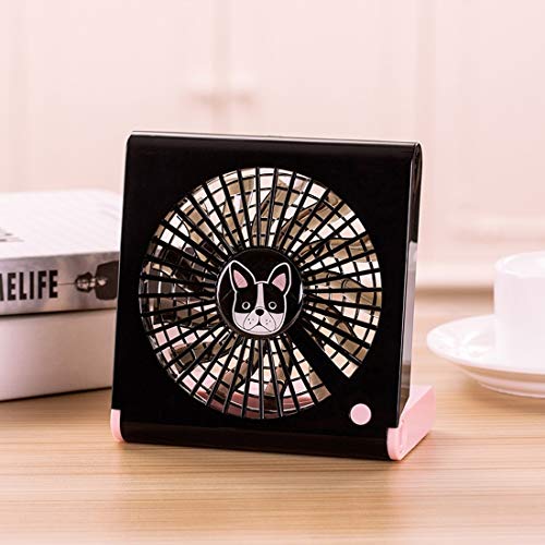 ZHANGJIALI ZJL High Performance Bulldog Pattern Mini Notebook Folding USB Fan with Wind 3 Speeds(Black) (Color : Black)