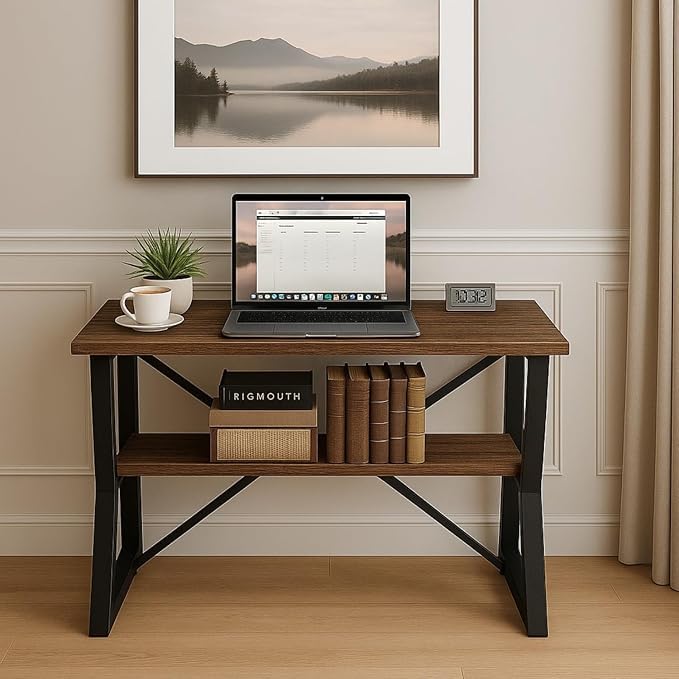 Image of Amazon Brand - Solimo DIY Study Table | Foldable Laptop Desk for Home & Office | Multipurpose K-Leg Table for Students, Work from Home, Study & Writing | Brown & Black - DIY.
