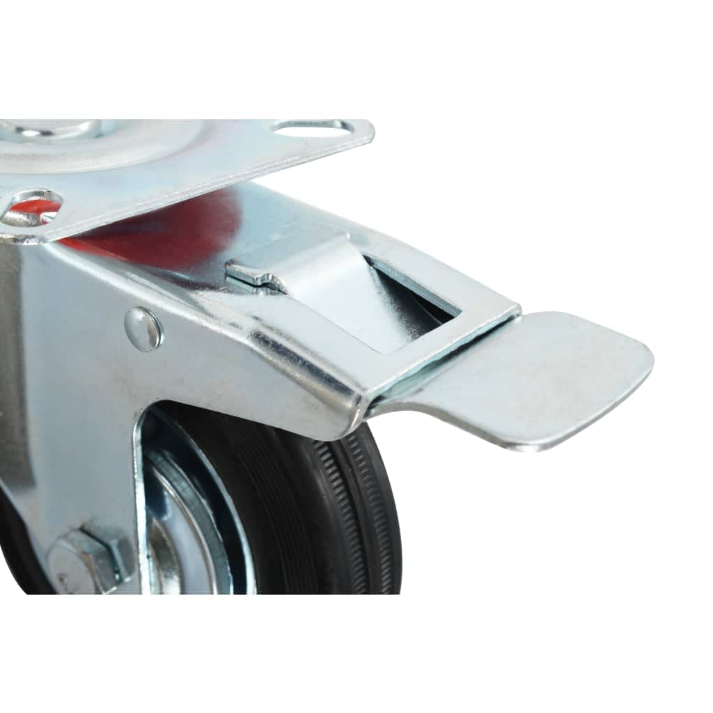 8 Stück Lenkrollen 100 mm - Schwerlastrollen mit Bremse, Gummi-Transportrollen für Werkbänke, Möbel und Wagen, 70 kg Traglast pro Rolle