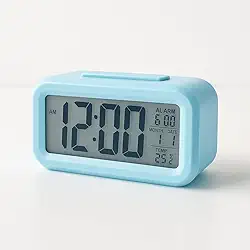 Relógio Digital de Mesa Despertador de Cabeceira Inteligente com Sensor de Temperatura Cabeceira Premium (Azul Bebê)