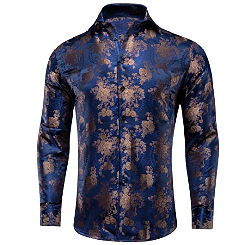 Chemise jacquard homme coupe ajustée motif cachemire floral manches longues L
