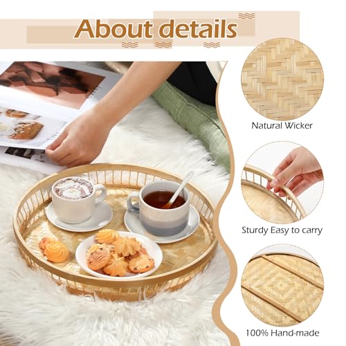 Yungyan TG-YUNGYAN-54926 13.8 Inch Set Of 4 Bamboo Wicker Serving Trays thumb #4