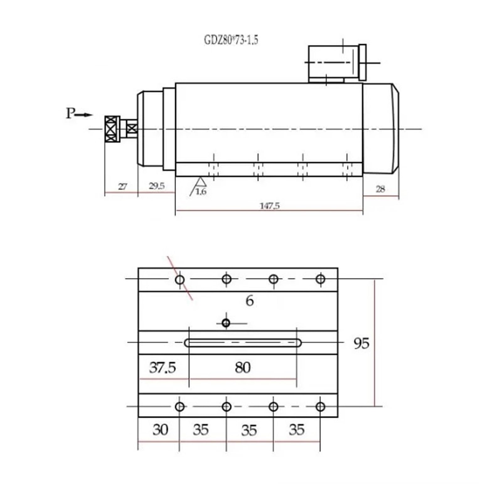 Máquina De Grabado Husillo Cuadrado Refrigerado Por Aire 1.5KW 5A Velocidad 24000rpm Chuck ER11/20 Altamente Optimizado(ER11)