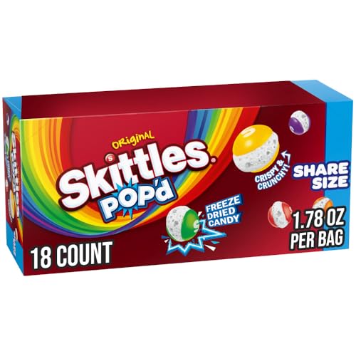 SKITTLES Pop'd Original Share Size Pack, Freeze Dried Candy Snacks 18 Ct | Easy snacking, freeze dried snack candy bag, bulk candy, gluten free candy bulk, freeze dry candy, gelatin free, kosher - image 1