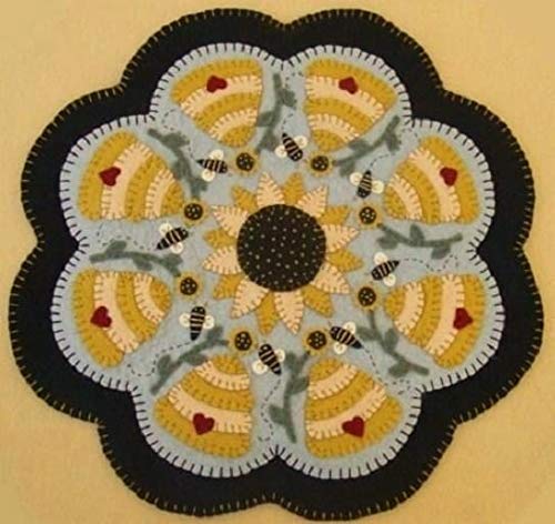 Sweet as Honey Penny Rug Kit Pre Cut Wool Felt Applique Kit Spring Bee Pattern