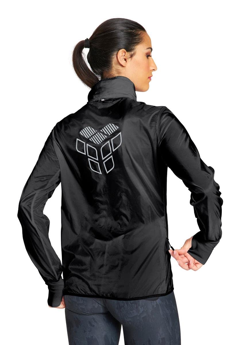 Arena Cortavientos Slim Fit para mujer, negro/plateado, talla XS, Negro, XS