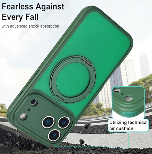 Image of for iPhone 17 Pro Max Case Compatible with MagSafe Full-Body Magnetic Phone Case with Built-in Tempered Glass Screen Protector& Stand for iPhone17 Pro Max Cover, Green