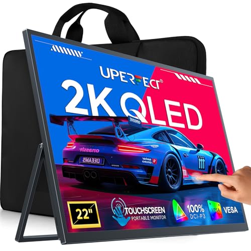 Image of UPERFECT Portable Monitor Touchscreen 2K QLED, 22 inch Gaming Monitor w /VESA & 180 Adjustable Stand, 2560x1440 QHD FreeSync HDR, 100% DCI-P3, USB-C HDMI Travel Second Monitor for Laptop, PC, Game Console