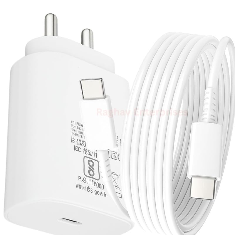 Image of 25W Type C Charger Adapter for Galaxy A35 /M35 /M15 /F15 /A15 /A14 /M14 /M34 /F34 /S24 /S23 Fe /S21 fe 5G /Z fold /flip /6 /5 /4 /3, 25 w Super Fast USB C Charge for Tab S9 Ultra /S9 fe /A9 Plus /S8 /A7 /A8 -JJ White