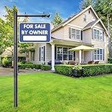100インチ 高耐久 合金製 不動産用サインポスト 商業用ヤードサイン 35インチのアーム&200ポンドの防風クリップ付き - 防錆スチール杭 不動産業者、オープンハウス、営業時間用 (サインは含まれていません)