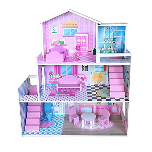 WanuigH Puppenhaus Spielzeug Spiel Haus Spielzeug Schloss Haus Modell DIY Puppen Haus Haus Holz Puppen Haus Modell 3D…