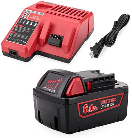 ANTRobut Replacement 6.0Ah 18V Lithium Battery for Milwaukee M18 Battery & Milwaukee 18V Charger Starter Kit for Milwaukee M18 Battery