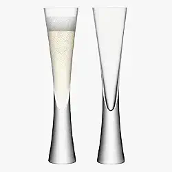 Conjunto de 2 taças de champanhe de cristal – Taças de champanhe sopradas à mão de 142 g, taças de brinde elegantes para casamento, aniversário, festas e presentes