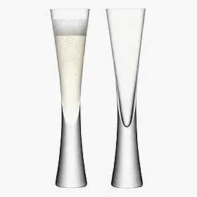 Conjunto de 2 taças de champanhe de cristal – Taças de champanhe sopradas à mão de 142 g, taças de brinde elegantes para casamento, aniversário, festas e presentes
