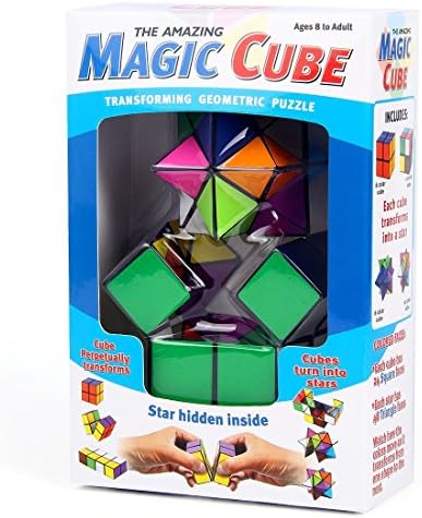 iDealz Inc The Amazing Magic Cube Transforming Geometric Puzzle (2 Piece): Puzzle Toy, Sensory Toy, Fidget Cube, Fine Motor Skills Toy, Star Cube Puzzle, Magic Cube, Novelty Gift, ADHD, ADD, Fun Gift