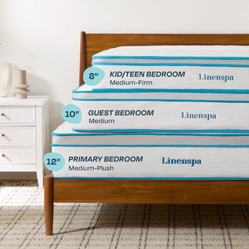 Image of Linenspa 12 Inch Hybrid Mattress - Medium Plush Feel - Twin - Bed in a Box