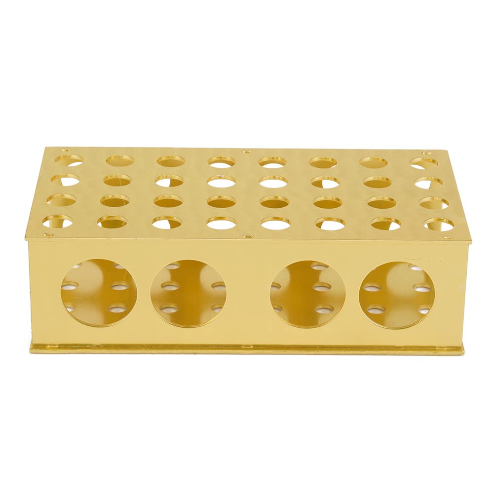 Soporte para tubos de ensayo de aluminio dorado 8x12, 3x18, 30 mm diámetro del orificio