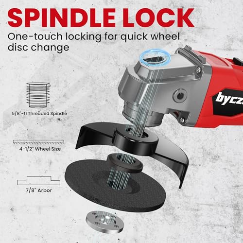 Byczone Cordless Angle Grinder Compatible with Milwaukee 18V Battery (NO BATTERY), 4-1/2 Inch Angle Grinder Power Tool with Spanner, 3 Variable Speed, MAX 8500 RPM, Brushless Motor thumbnail 5