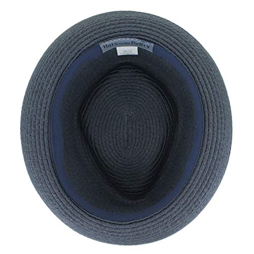 Image of Belfry Men /Women Summer Straw Pork Pie Trilby Fedora Hat in Blue, Tan, Black