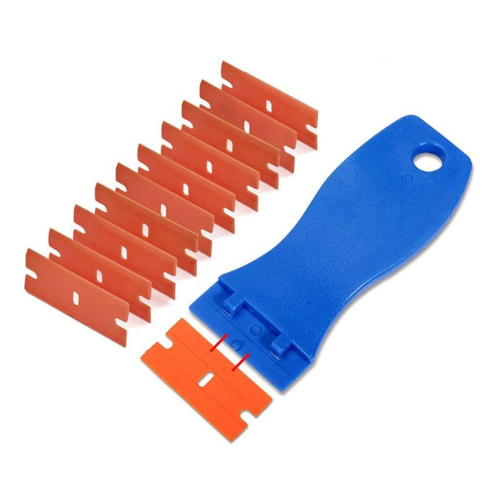 Emapoy Plastic Razor Blade Scraper, 1.5" Plastic Razor Scraper, Scraper Tool With 10pcs Plastics Blades, Cleaning Scrapers Remover For For Labels Decal, Stickers