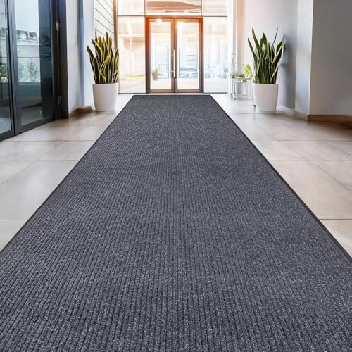 Image of MaxMat 4x8 Outdoor Rug, Extra Large Entryway Mat - Heavy Duty Doormat, Waterproof, Low-Profile, Easy to Clean, Rubber Floor Mat (4 x 8 Feet, Grey, MXM-RIB0048GY)